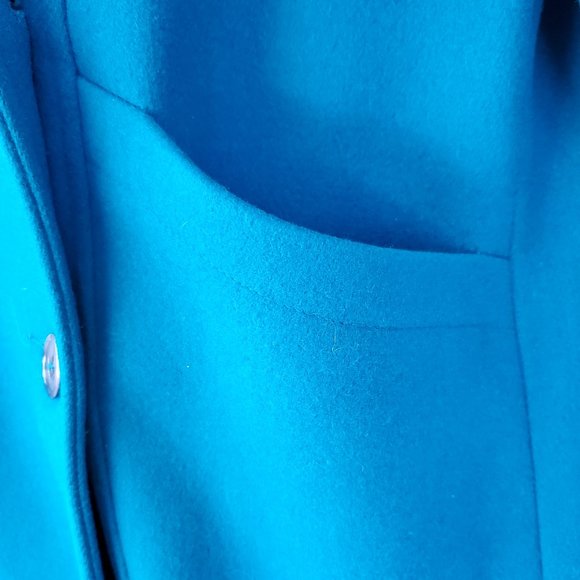 Vintage 80s Central Park Blue Wool Long Box Coat Women's 12 Lined Deep Pockets - Picture 8 of 12